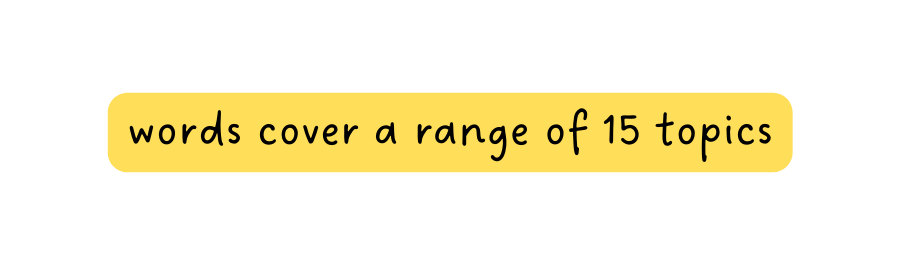 words cover a range of 15 topics